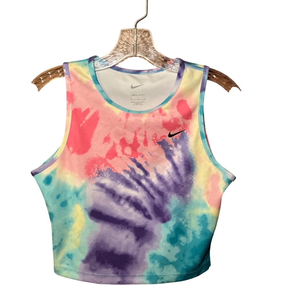 Nike Tank Top Womens Small Sporty Multicolor Tie Dye Dri-FIT Crop Athletic Gym